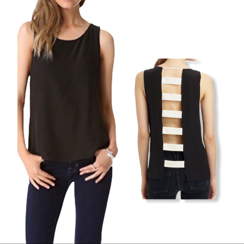 Parker Black Brenna Silk Ladderback Tank Top S